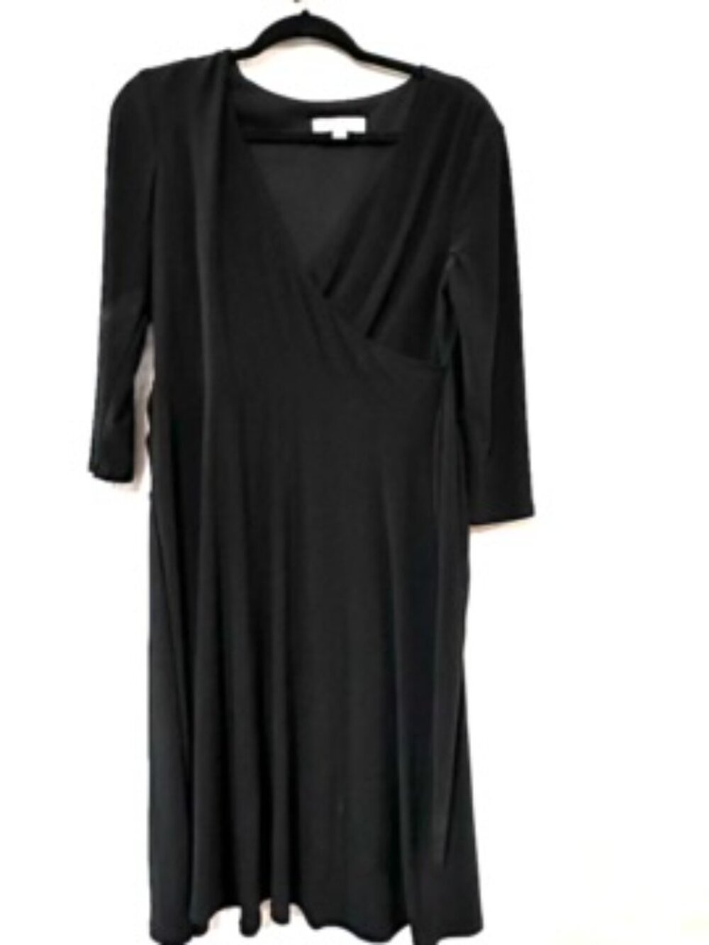 Kasper Black Belted Shirt Dress Short Sleeve Button Front Size XL Ruched Bodycon - Picture 5 of 10